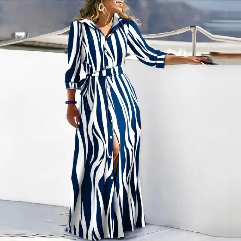 Striped Print Maxi Dress for Women