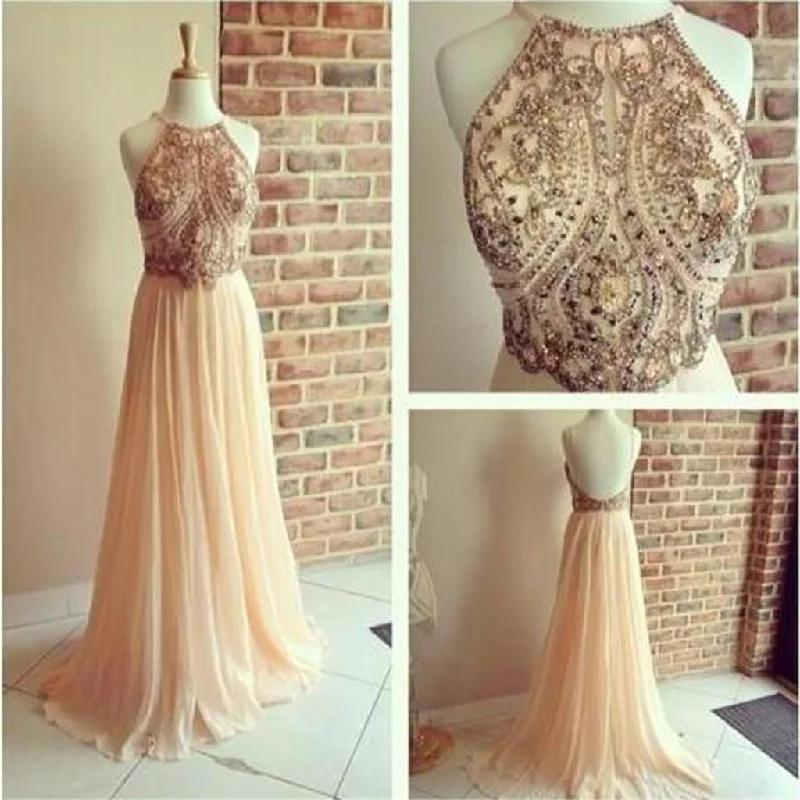 Backless A-line Chiffon Straps  Popular Cocktail Evening Long Prom Dresses Online,PD0159