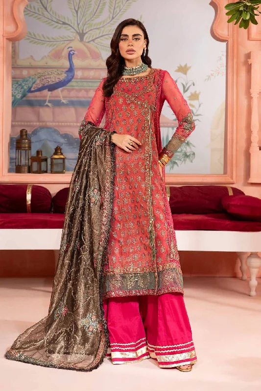 Socking Pink Shade Embroidered Pakistani Party Wear Sharara Frock