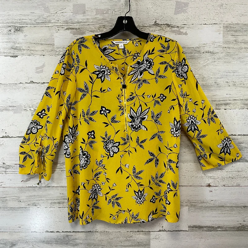 Blouse Long Sleeve By Counterparts In Yellow, Size: M