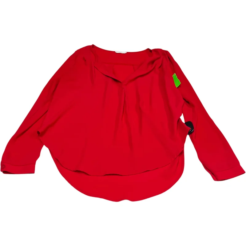 Blouse Long Sleeve By Lush In Red, Size: S