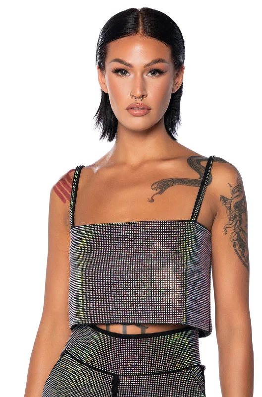 POP STAR HOT FIX RECTANGLE CROP TOP